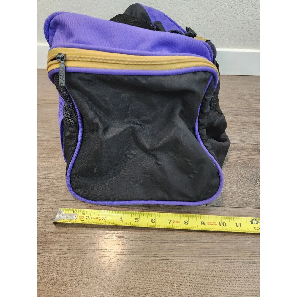 Vintage 90s Nike Duffel Bag Purple Black Gold Swoosh Gym Travel Shoulder Strap